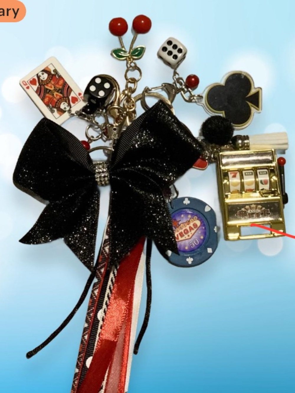 Game themed bag charm keychain